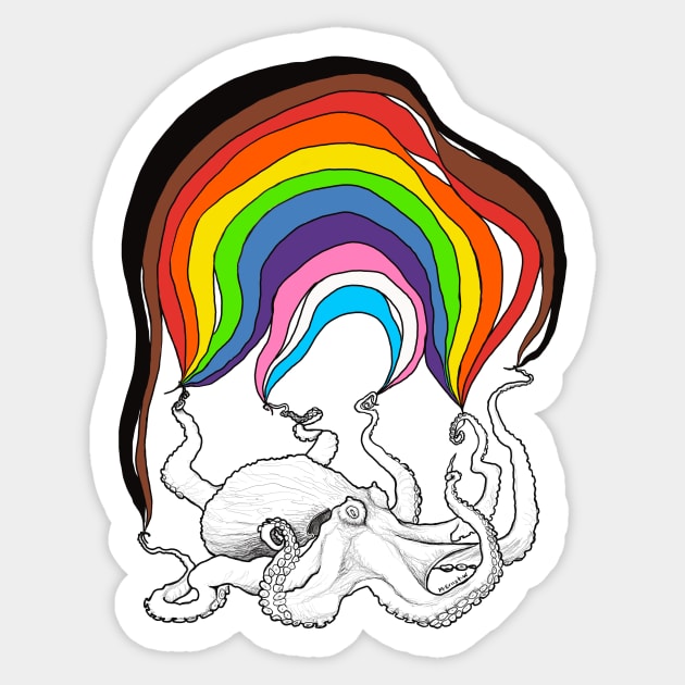 Octopus with Rainbow Sticker by mernstw